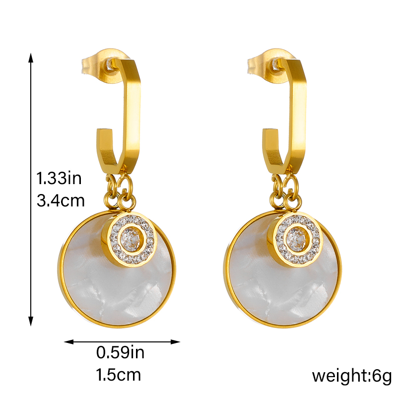 1 Paire Style Simple Rond Placage Incruster Acier Inoxydable 304 Strass Plaqué Or 18K Boucles D'oreilles display picture 1