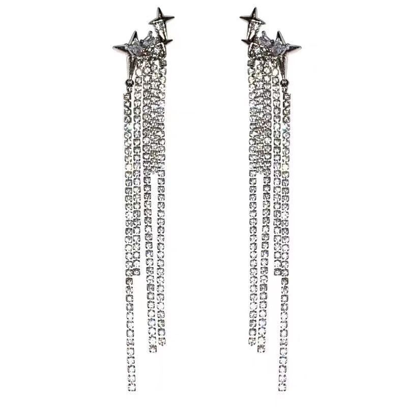 1 Pair Simple Style Classic Style Star Inlay Alloy Rhinestones Drop Earrings display picture 5