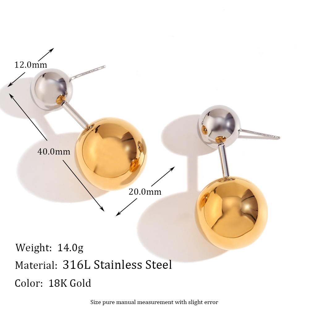 1 Paar Einfacher Stil Klassischer Stil Farbblock Überzug Rostfreier Stahl 18 Karat Vergoldet Ohrstecker display picture 2