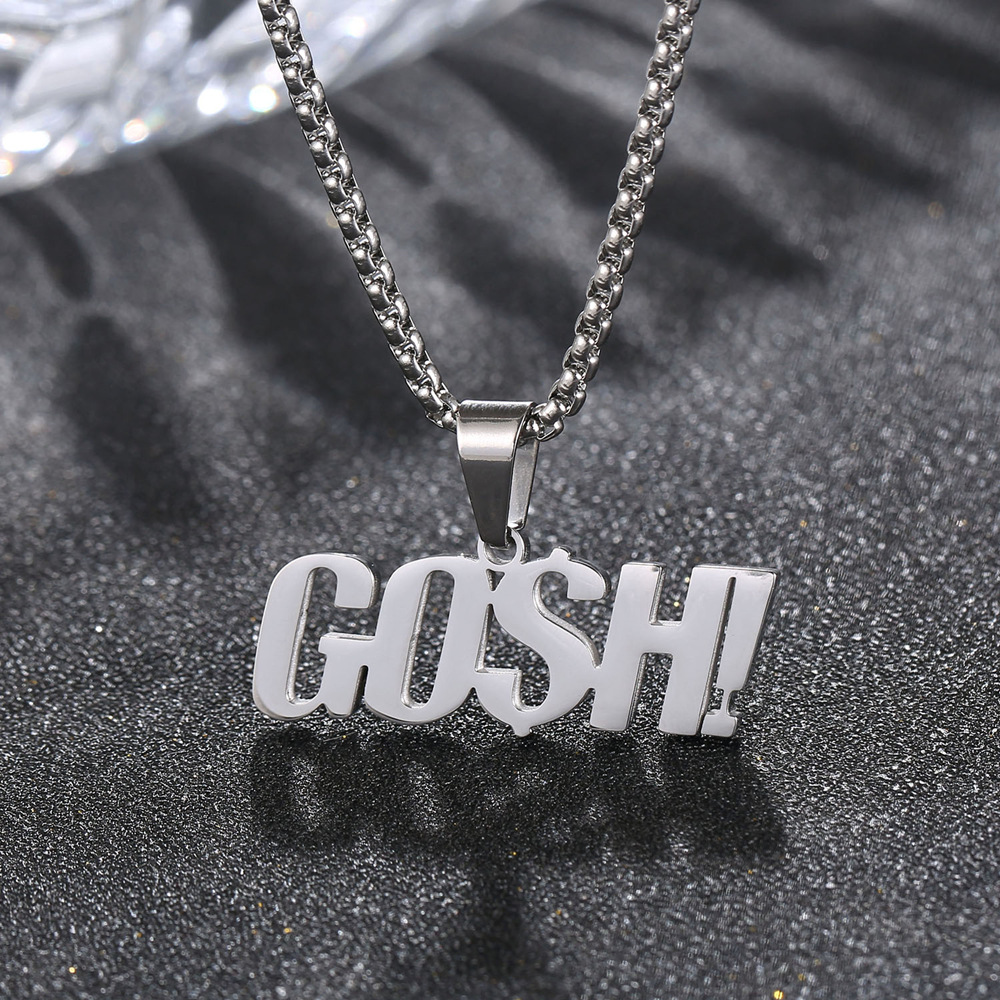 Hip-Hop Letter 304 Stainless Steel Polishing 18K Gold Plated Couple Pendant Necklace display picture 3