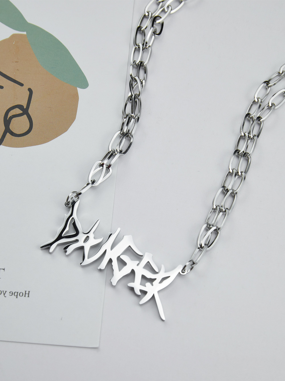 304 Stainless Steel 18K Gold Plated Hip-Hop Retro Polishing Letter Necklace display picture 5