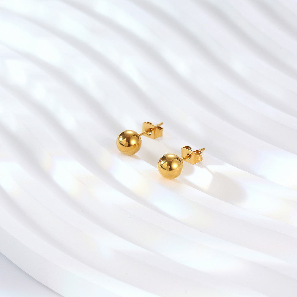 1 Pair Basic Solid Color Plating 304 Stainless Steel 18K Gold Plated Ear Studs display picture 3
