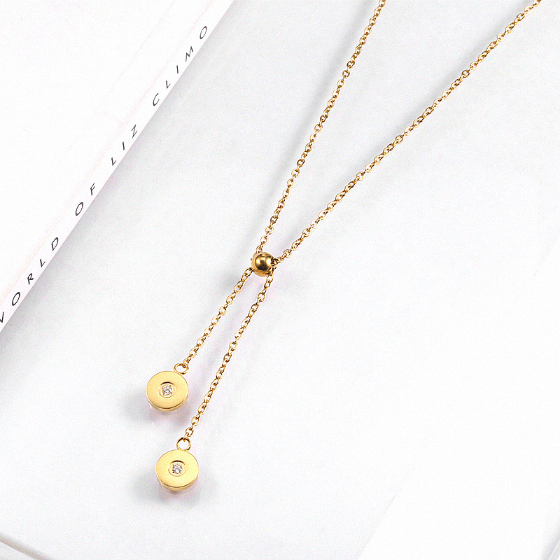 304 Stainless Steel 18K Gold Plated Simple Style Commute Plating Solid Color Layered Necklaces display picture 4