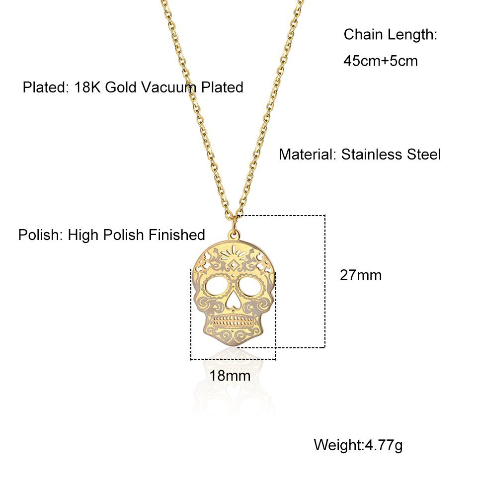 Funny Streetwear Skull 304 Stainless Steel Plating 18K Gold Plated Women's Pendant Necklace display picture 1