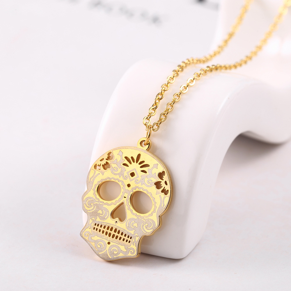 Funny Streetwear Skull 304 Stainless Steel Plating 18K Gold Plated Women's Pendant Necklace display picture 2