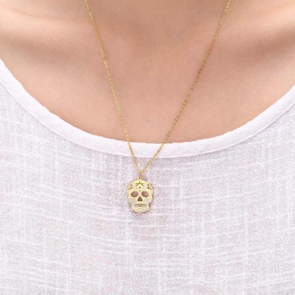 Funny Streetwear Skull 304 Stainless Steel Plating 18K Gold Plated Women's Pendant Necklace display picture 4