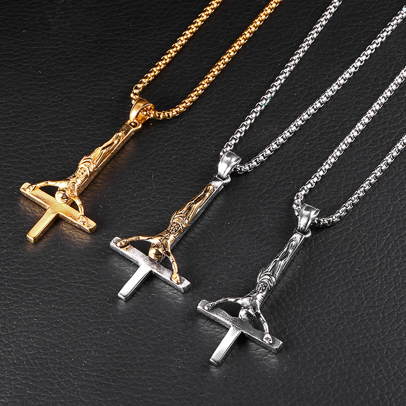 Retro Cross 304 Stainless Steel Plating 18K Gold Plated Men's Pendant Necklace display picture 1