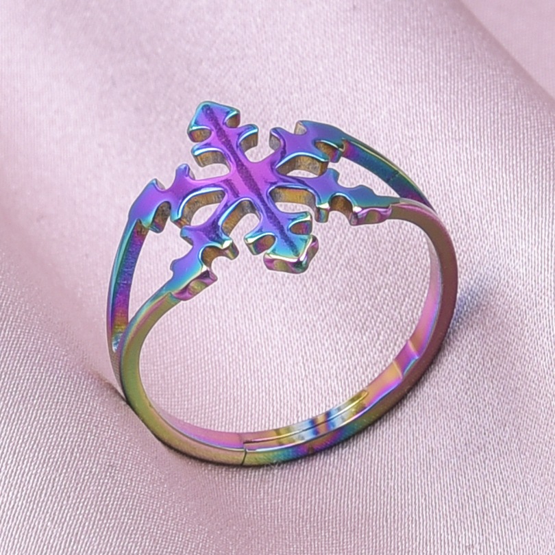 Retro Snowflake Stainless Steel Rings display picture 3