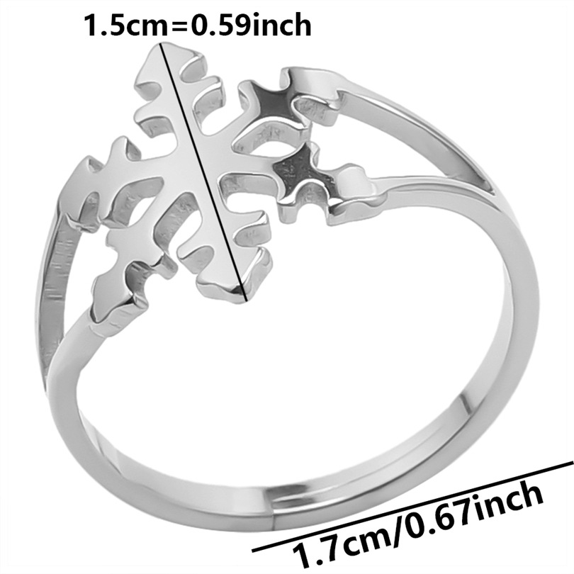 Rétro Flocon De Neige Acier Inoxydable Anneaux display picture 4
