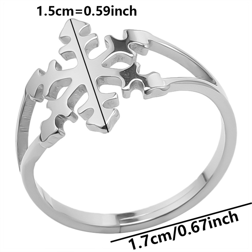 Retro Snowflake Stainless Steel Rings display picture 4