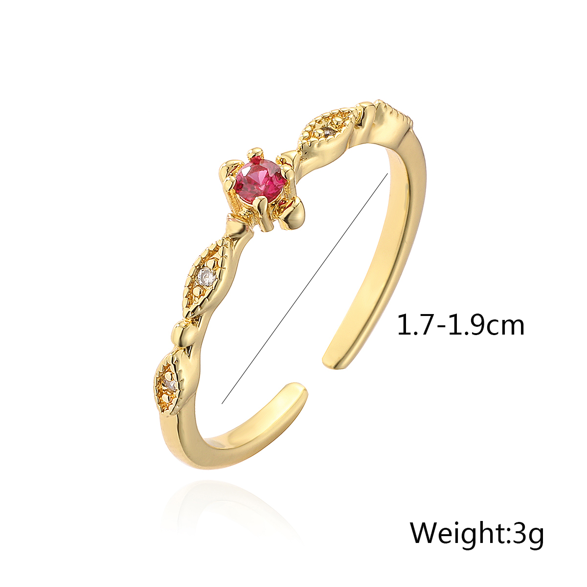 Simple Style Color Block Copper Plating Inlay Zircon 18k Gold Plated Open Rings display picture 1