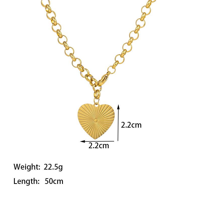 304 Stainless Steel 18K Gold Plated Simple Style Polishing Plating Heart Shape Pendant Necklace display picture 1