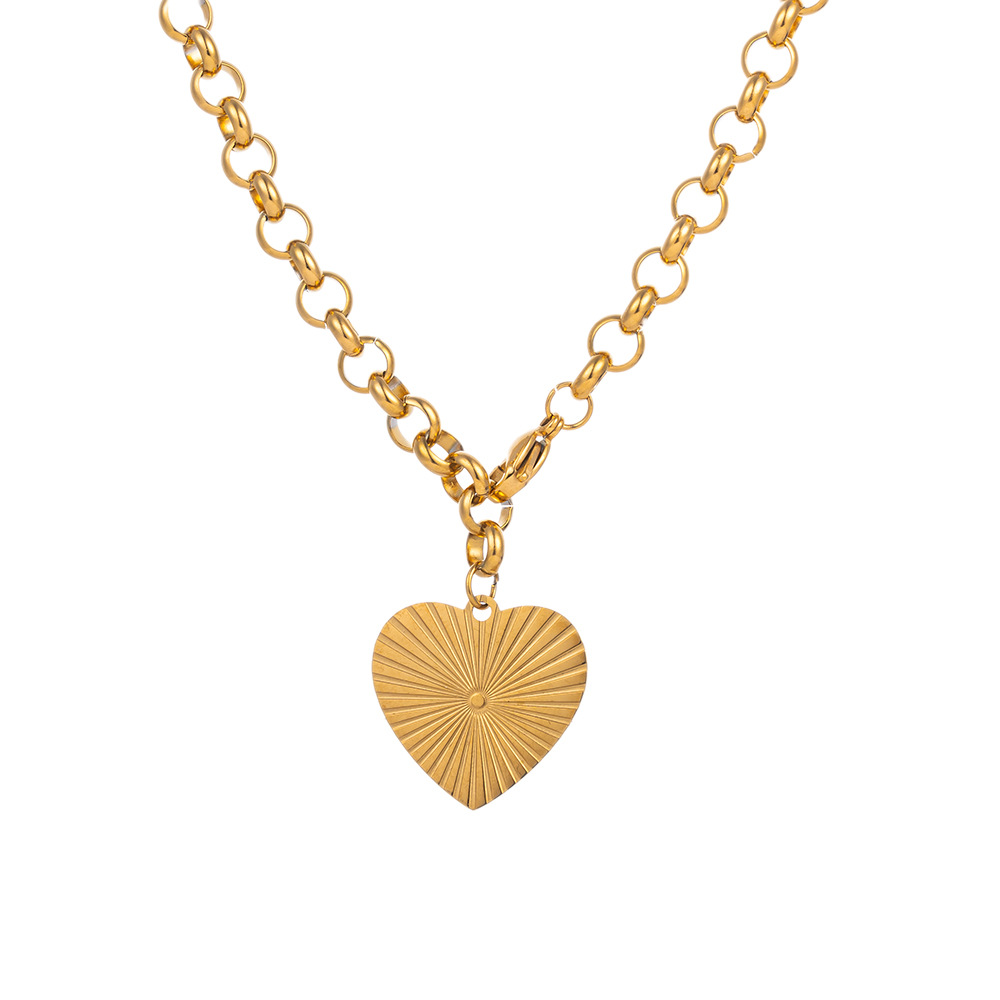 304 Stainless Steel 18K Gold Plated Simple Style Polishing Plating Heart Shape Pendant Necklace display picture 3