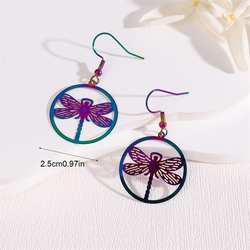 1 Pair Retro Simple Style Peacock Leaves Plating 201 Stainless Steel K Gold Plated Drop Earrings display picture 11