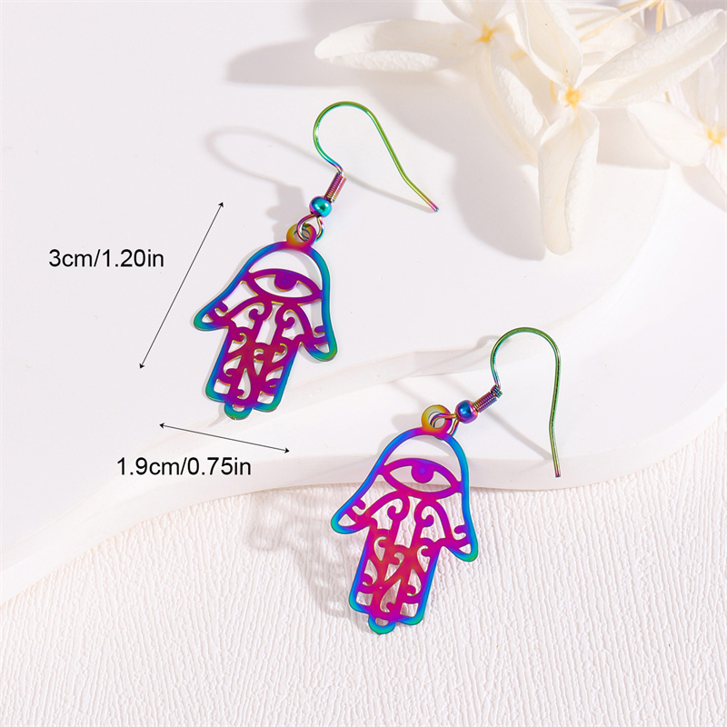1 Pair Retro Simple Style Peacock Leaves Plating 201 Stainless Steel K Gold Plated Drop Earrings display picture 12