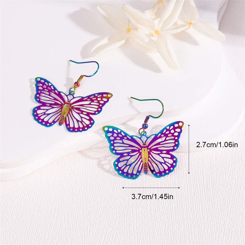 1 Pair Retro Simple Style Peacock Leaves Plating 201 Stainless Steel K Gold Plated Drop Earrings display picture 10