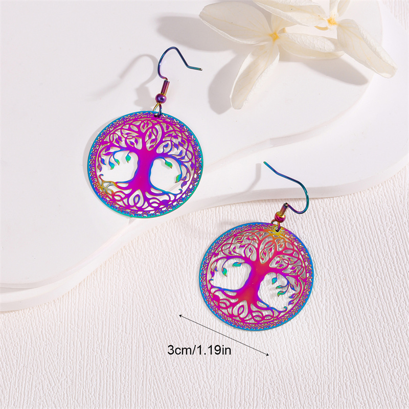 1 Pair Retro Simple Style Peacock Leaves Plating 201 Stainless Steel K Gold Plated Drop Earrings display picture 17