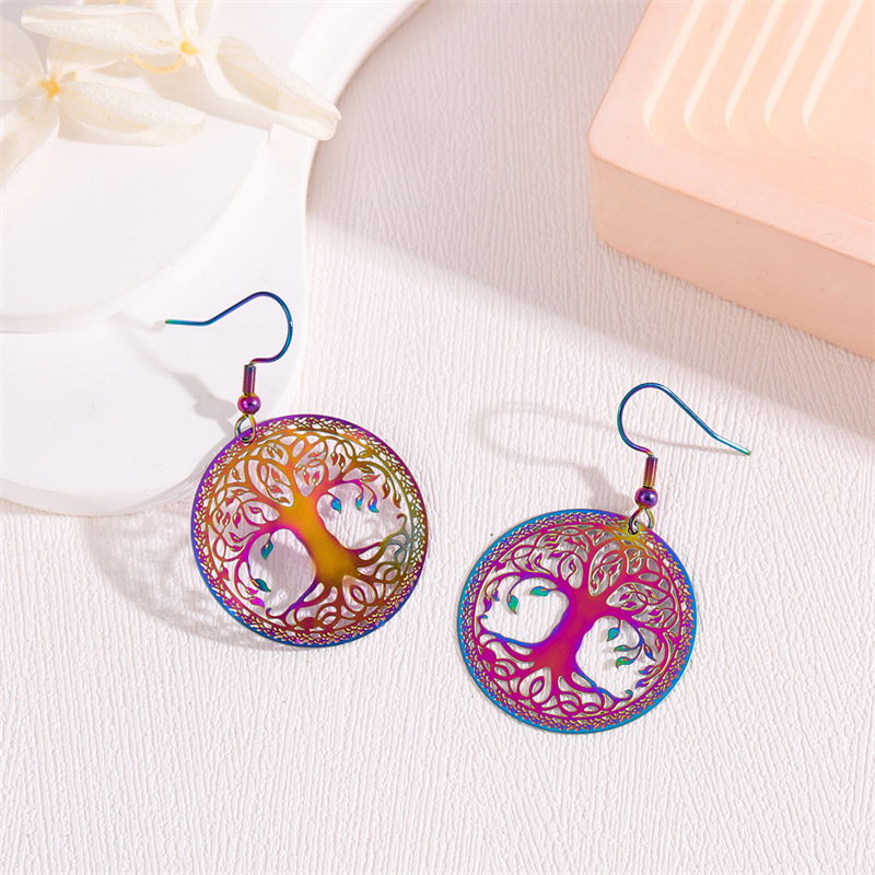 1 Pair Retro Simple Style Peacock Leaves Plating 201 Stainless Steel K Gold Plated Drop Earrings display picture 26
