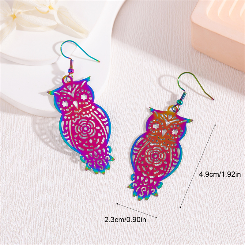 1 Pair Retro Simple Style Peacock Leaves Plating 201 Stainless Steel K Gold Plated Drop Earrings display picture 22