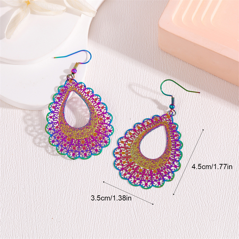 1 Pair Retro Simple Style Peacock Leaves Plating 201 Stainless Steel K Gold Plated Drop Earrings display picture 21