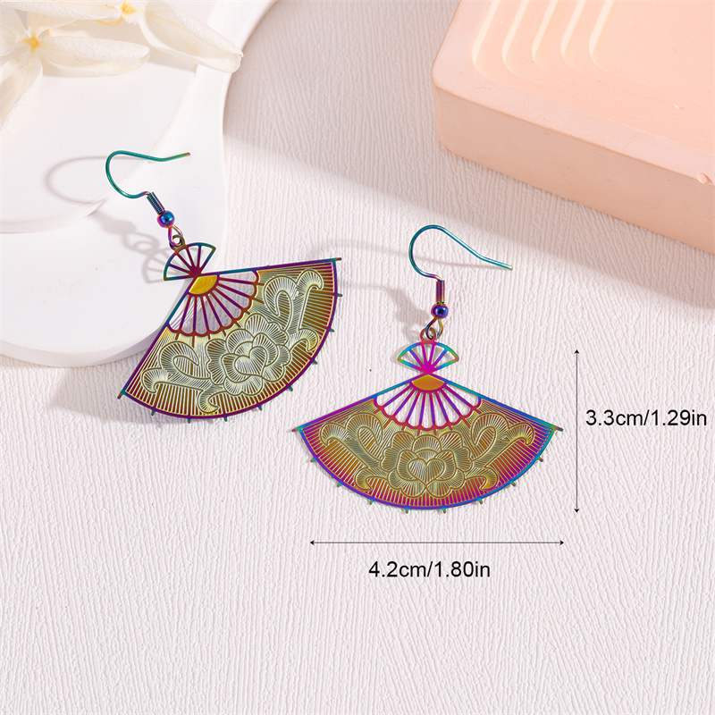 1 Pair Retro Simple Style Peacock Leaves Plating 201 Stainless Steel K Gold Plated Drop Earrings display picture 27
