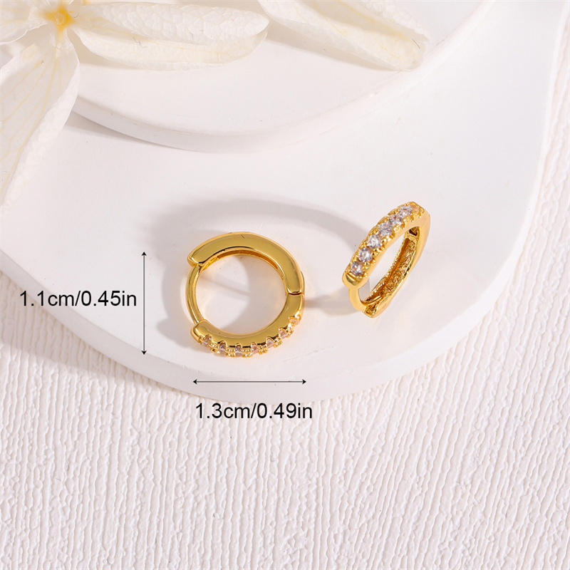 1 Pair Retro Simple Style Round Plating Inlay Copper Copper Alloy Brass Rhinestones 18K Gold Plated Earrings display picture 2