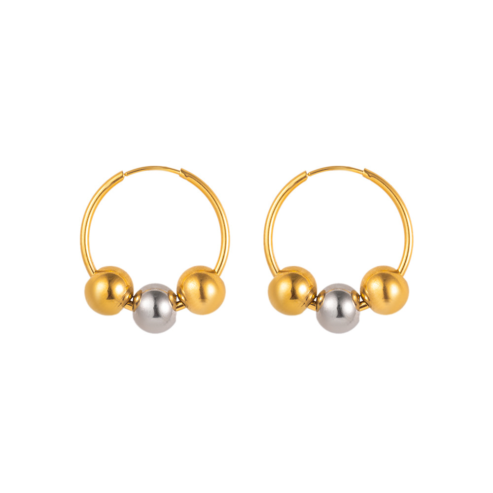 1 Pair Simple Style Geometric Solid Color Plating 304 Stainless Steel 18K Gold Plated Hoop Earrings display picture 2