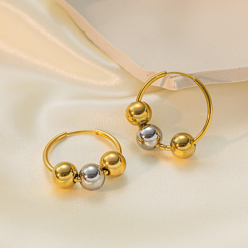1 Pair Simple Style Geometric Solid Color Plating 304 Stainless Steel 18K Gold Plated Hoop Earrings display picture 5