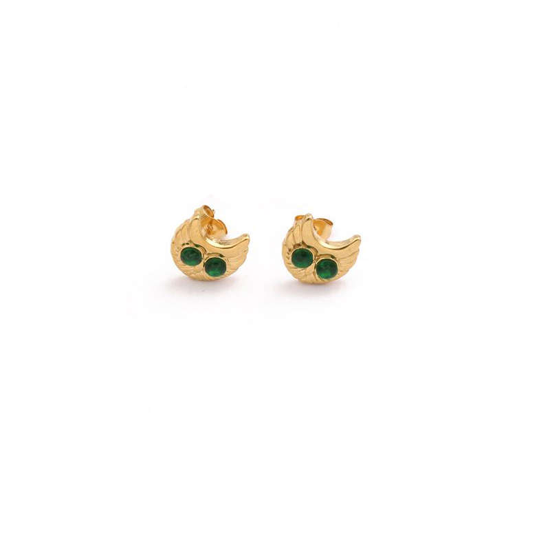 1 Pair Vintage Style Owl Plating Inlay Copper Zircon 18k Gold Plated Ear Studs display picture 5