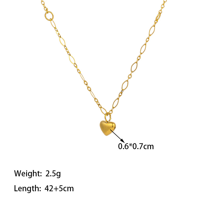 304 Stainless Steel 18K Gold Plated Simple Style Patchwork Plating Heart Shape Pendant Necklace display picture 1