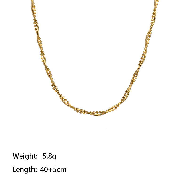 304 Stainless Steel 18K Gold Plated Simple Style Layered Plating Solid Color Double Layer Necklaces display picture 1