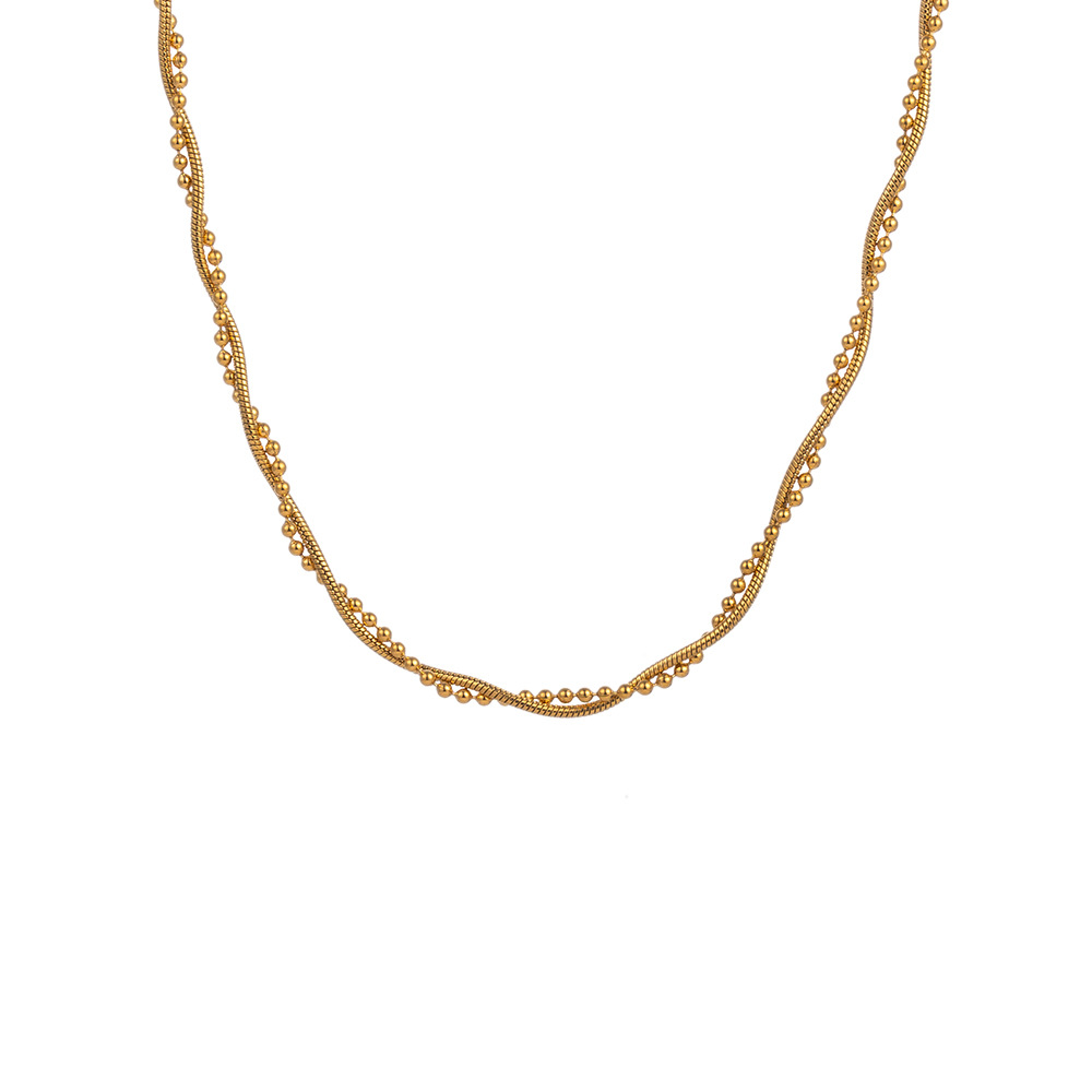 304 Stainless Steel 18K Gold Plated Simple Style Layered Plating Solid Color Double Layer Necklaces display picture 2