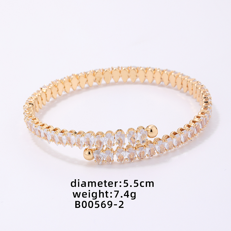 Simple Style Color Block Copper Plating Inlay Zircon Bangle display picture 3