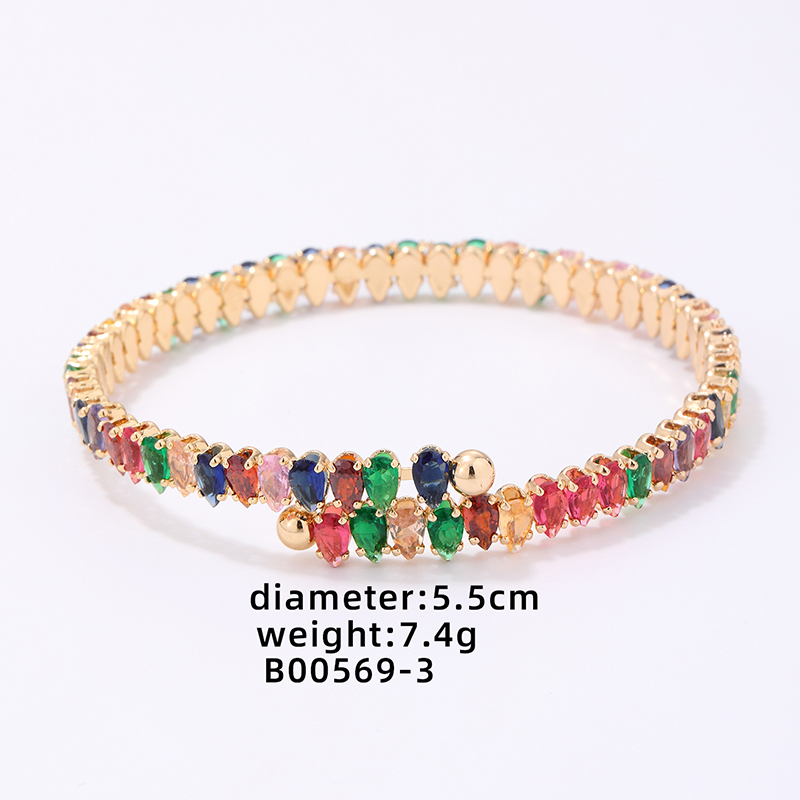 Simple Style Color Block Copper Plating Inlay Zircon Bangle display picture 2
