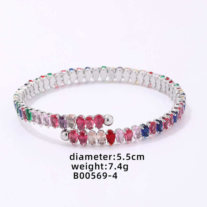 Simple Style Color Block Copper Plating Inlay Zircon Bangle display picture 1