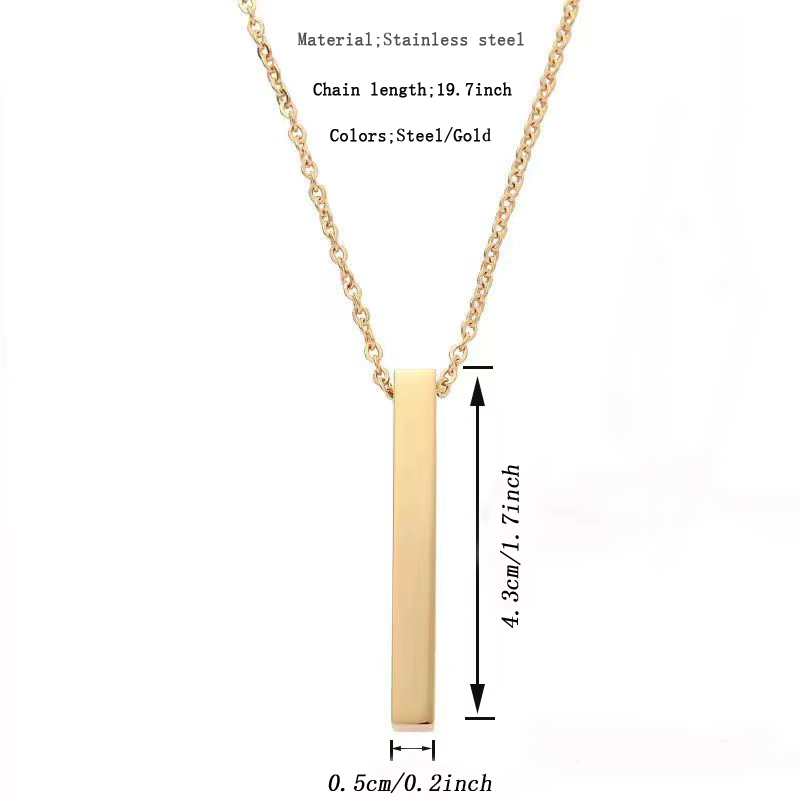 Modern Style Simple Style Rectangle Stainless Steel Plating Pendant Necklace Long Necklace display picture 1
