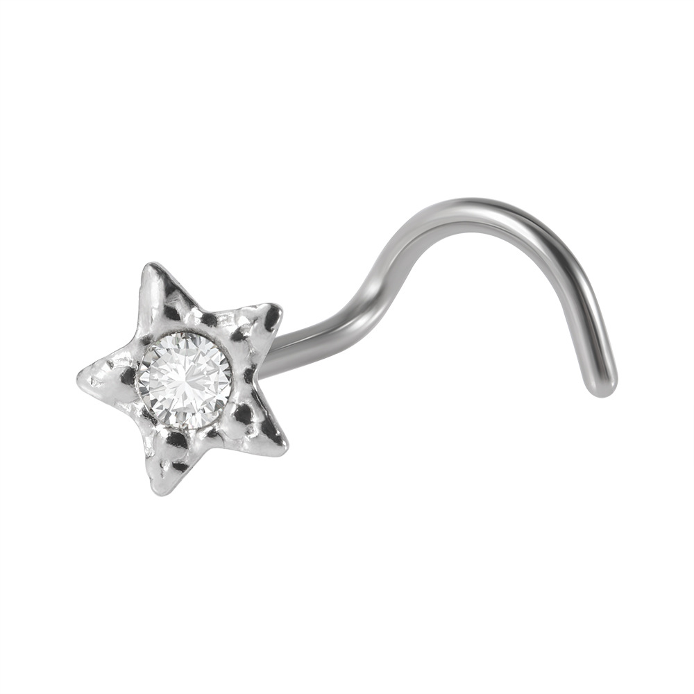 Simple Style Star Stainless Steel Inlay Zircon Nose Ring display picture 3