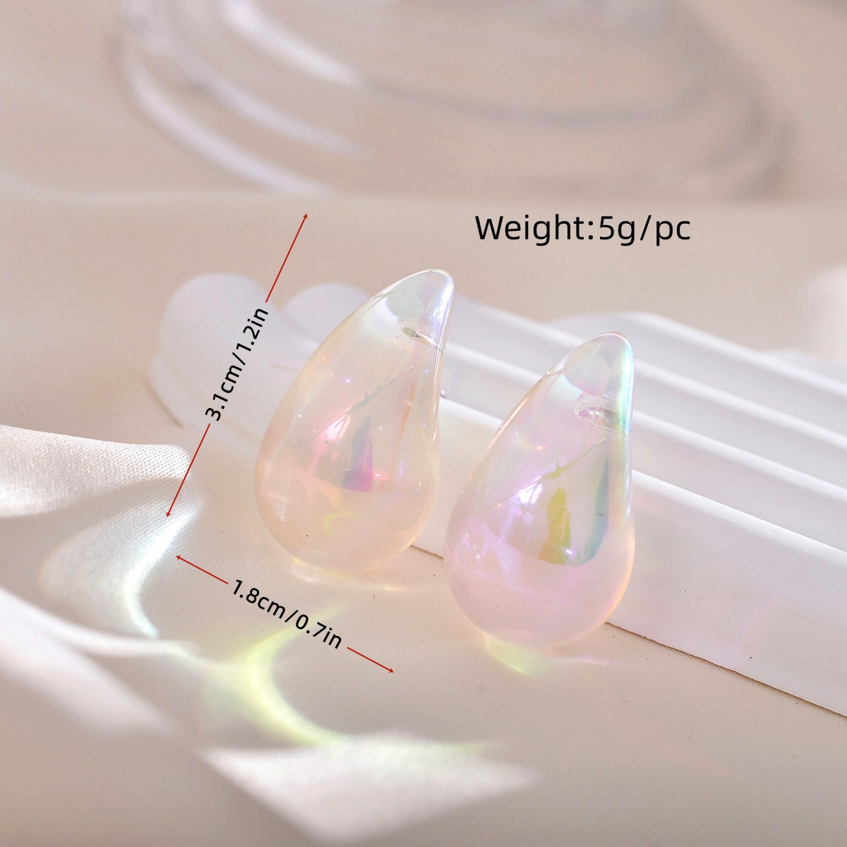 1 Pair Chinoiserie Water Droplets Gradient Color Plating Arylic Ear Studs display picture 1