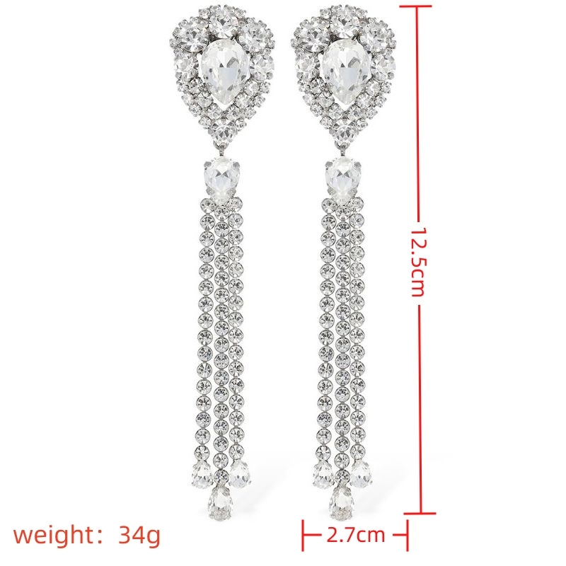 1 Pair Elegant Luxurious Geometric Plating Inlay Alloy Rhinestone Rhinestones Silver Plated Drop Earrings display picture 1