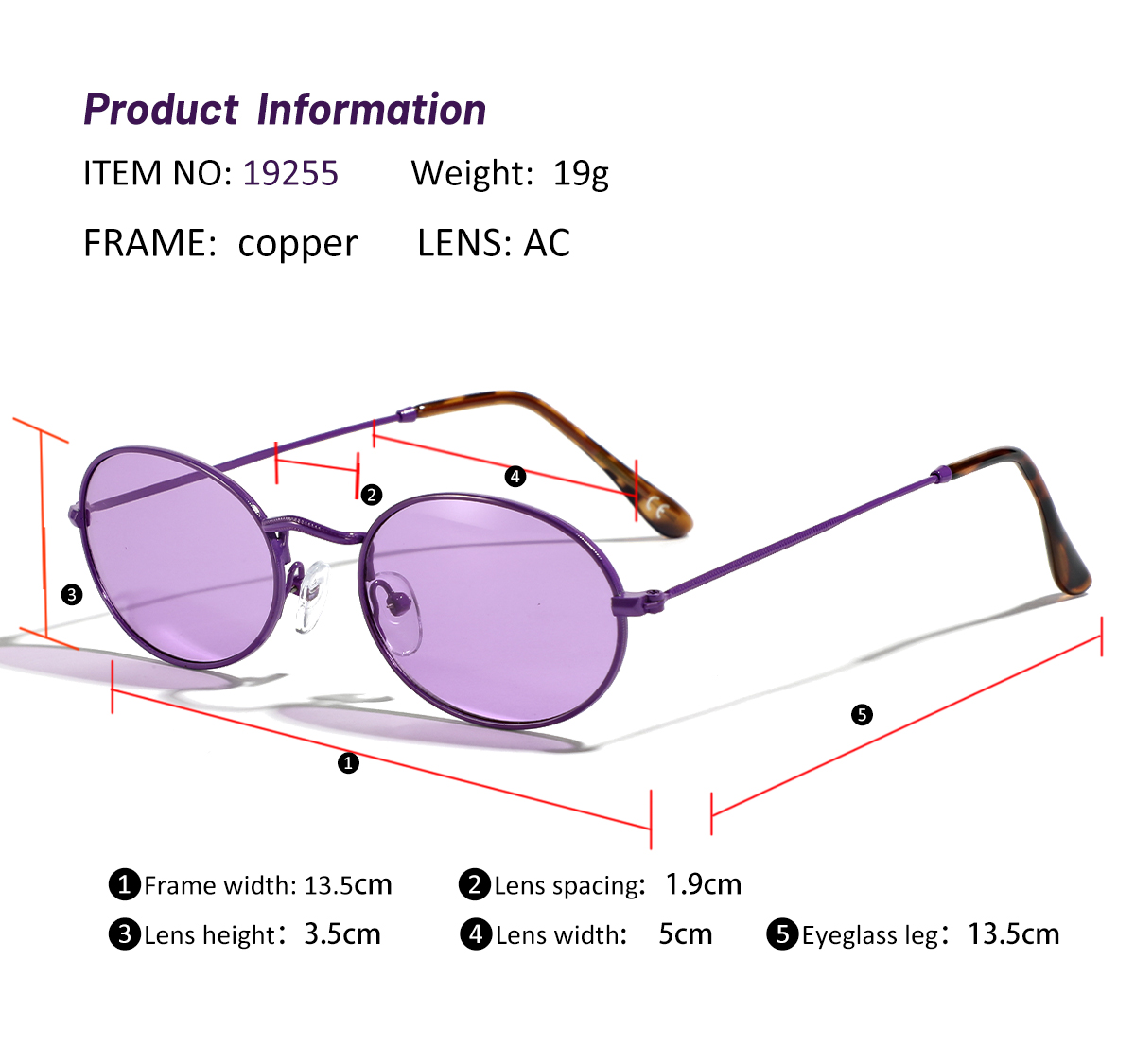 Simple Style Solid Color Ac Oval Frame Full Frame Glasses display picture 2