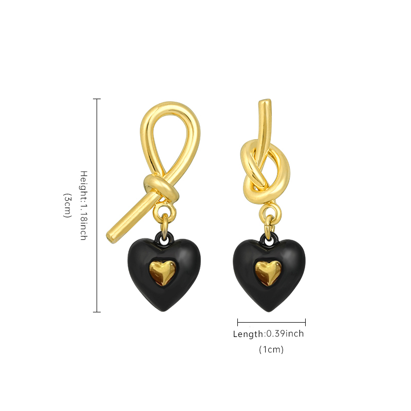 1 Pair Elegant Retro Modern Style Heart Shape Plating Copper 14k Gold Plated Drop Earrings display picture 5