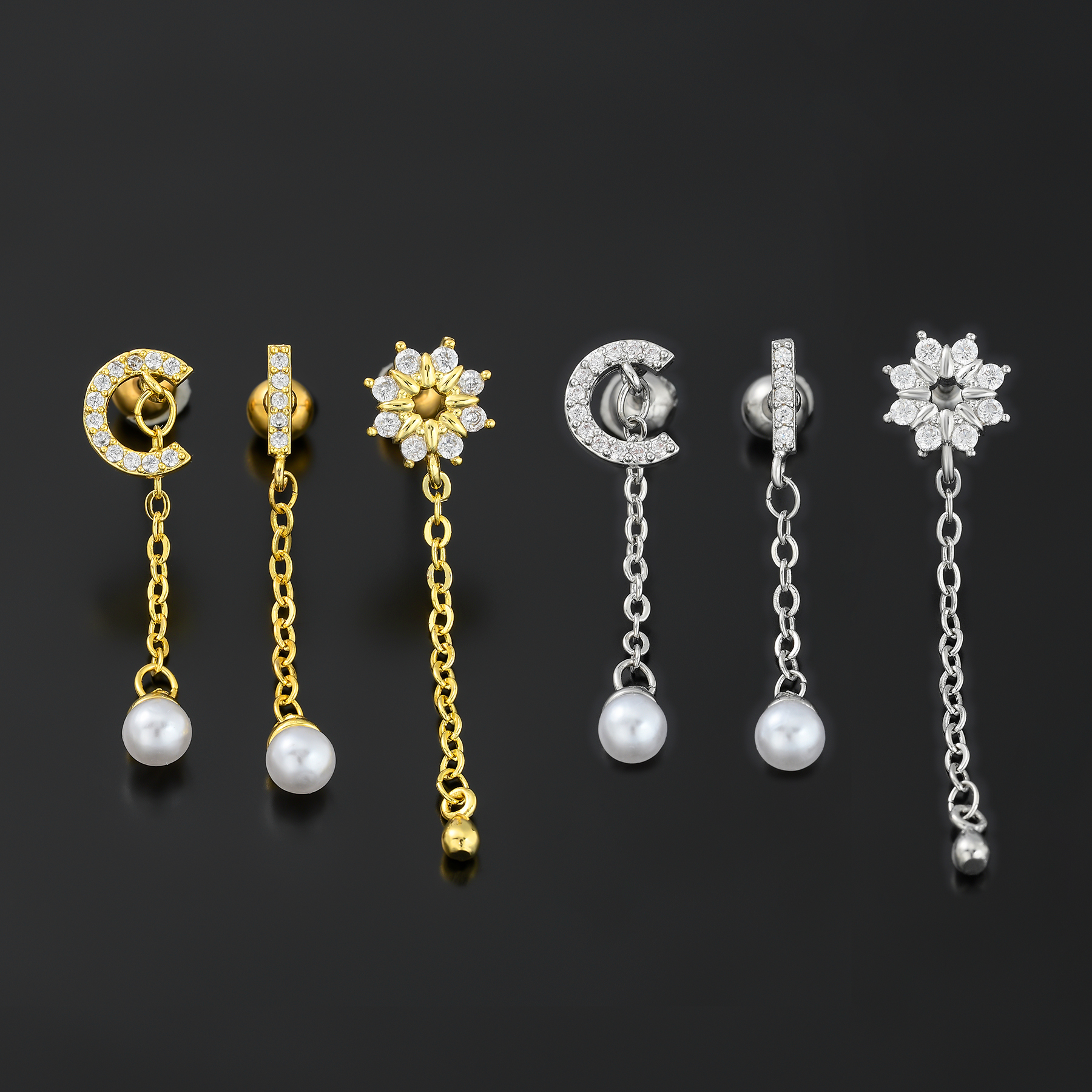 1 Piece Ig Style Simple Style Tassel Plating Inlay Brass Artificial Pearls Zircon 18k Gold Plated White Gold Plated Ear Studs display picture 4