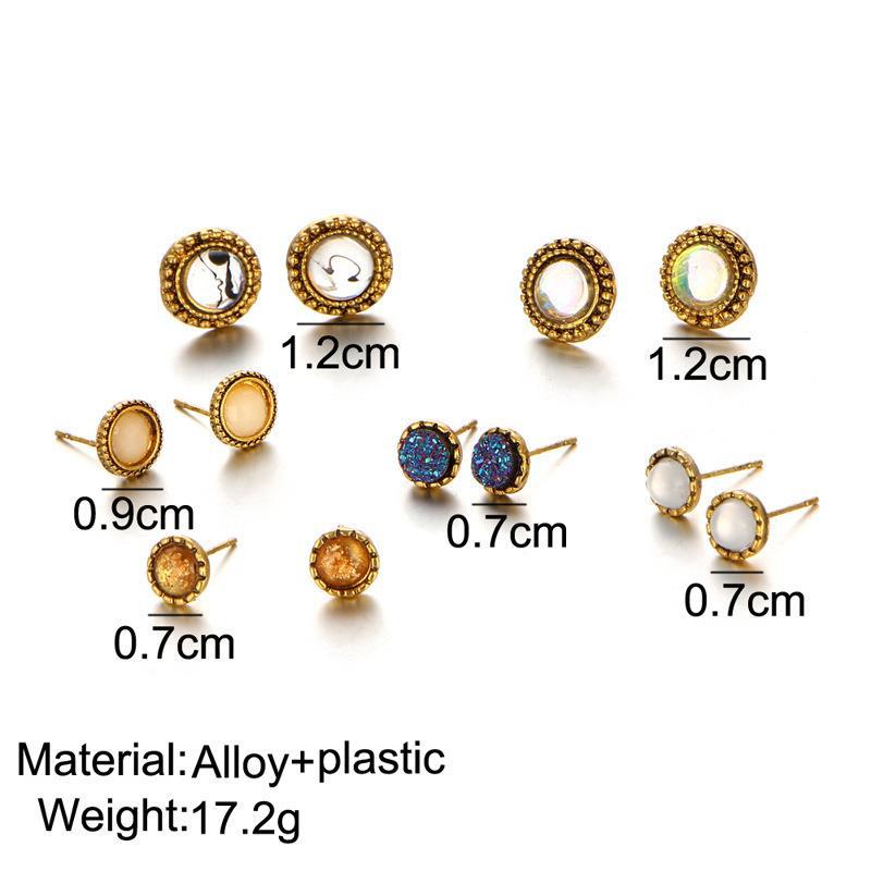1 Set Bohemian Geometric Inlay Alloy Artificial Gemstones Ear Studs display picture 4