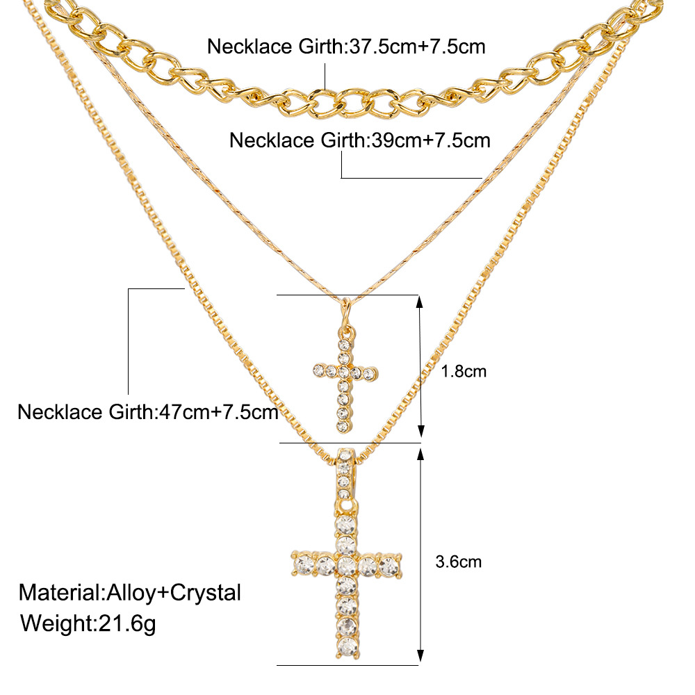 Retro Cross Alloy Zinc Alloy Plating Inlay Zircon Women's Layered Necklaces display picture 1