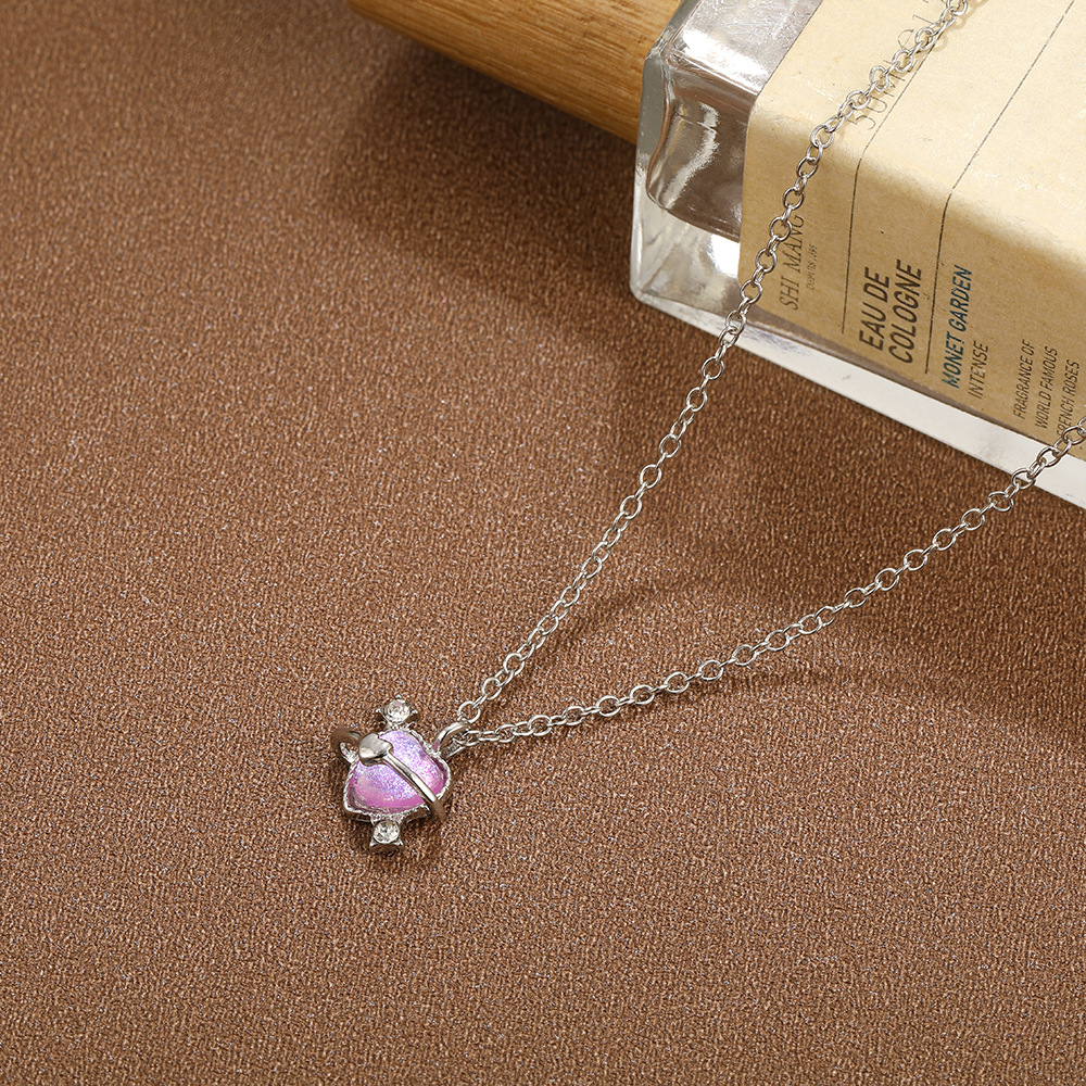Sweet Heart Shape Alloy Inlay Artificial Gemstones Women's Pendant Necklace display picture 8