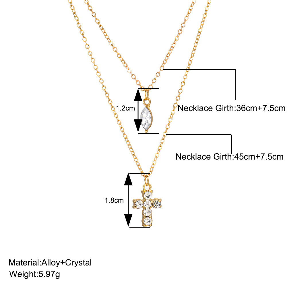 Sweet Cross Water Droplets Artificial Gemstones Alloy Zinc Alloy Wholesale Pendant Necklace display picture 1