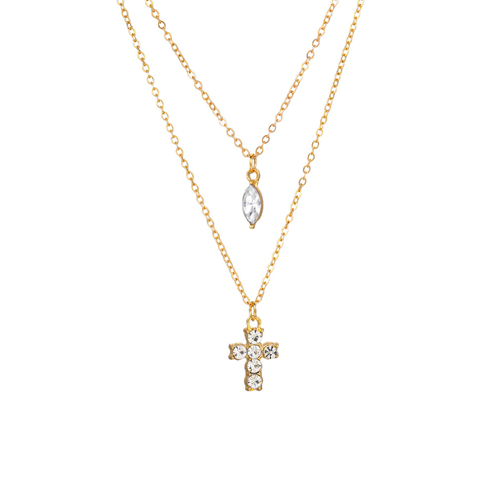 Sweet Cross Water Droplets Artificial Gemstones Alloy Zinc Alloy Wholesale Pendant Necklace display picture 2
