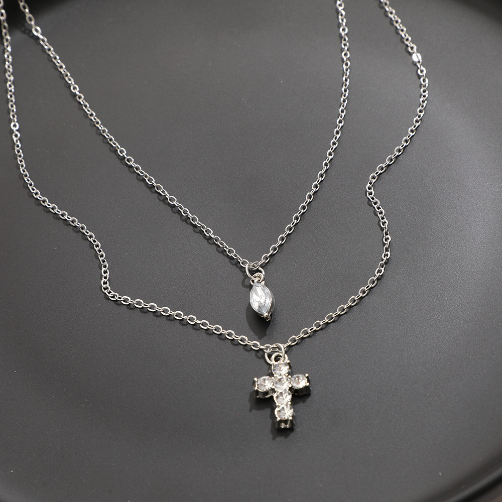 Sweet Cross Water Droplets Artificial Gemstones Alloy Zinc Alloy Wholesale Pendant Necklace display picture 7