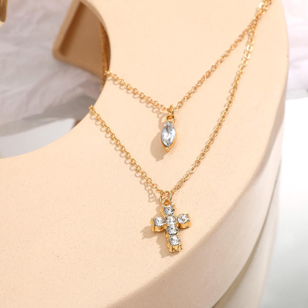 Sweet Cross Water Droplets Artificial Gemstones Alloy Zinc Alloy Wholesale Pendant Necklace display picture 11