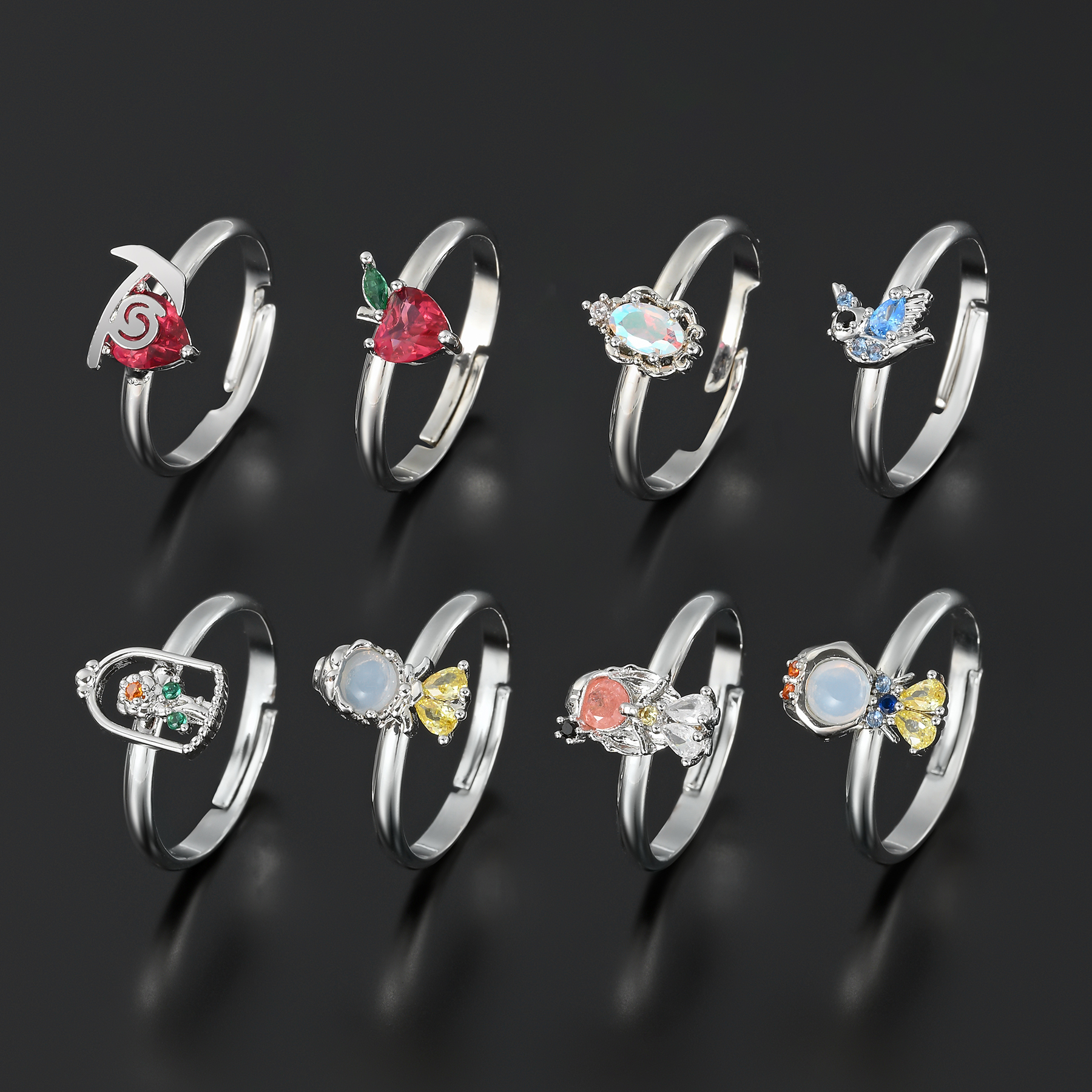 Cute Cartoon Copper Plating Inlay Zircon Gold Plated Silver Plated Open Rings display picture 4